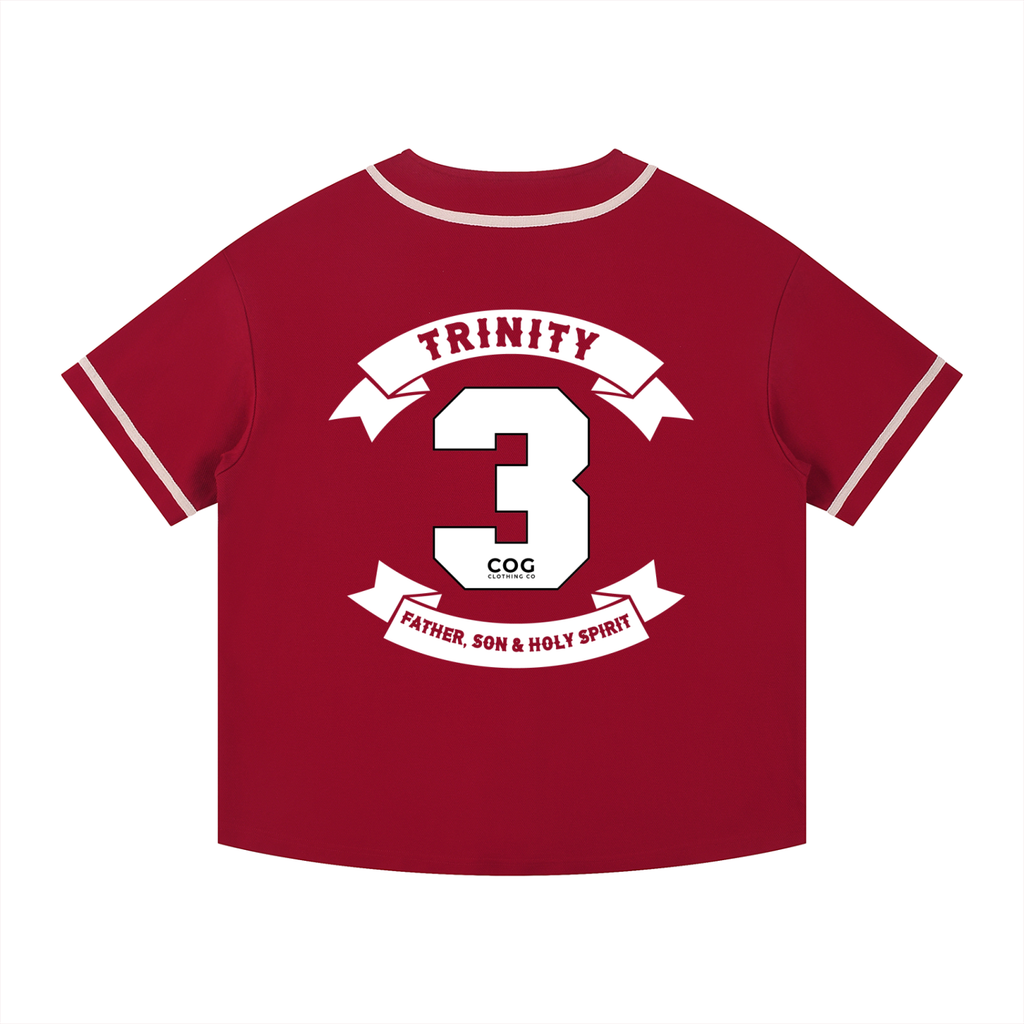 Trinity Trooper 500 Contrast Piped Button-Up Jersey (Red and White)