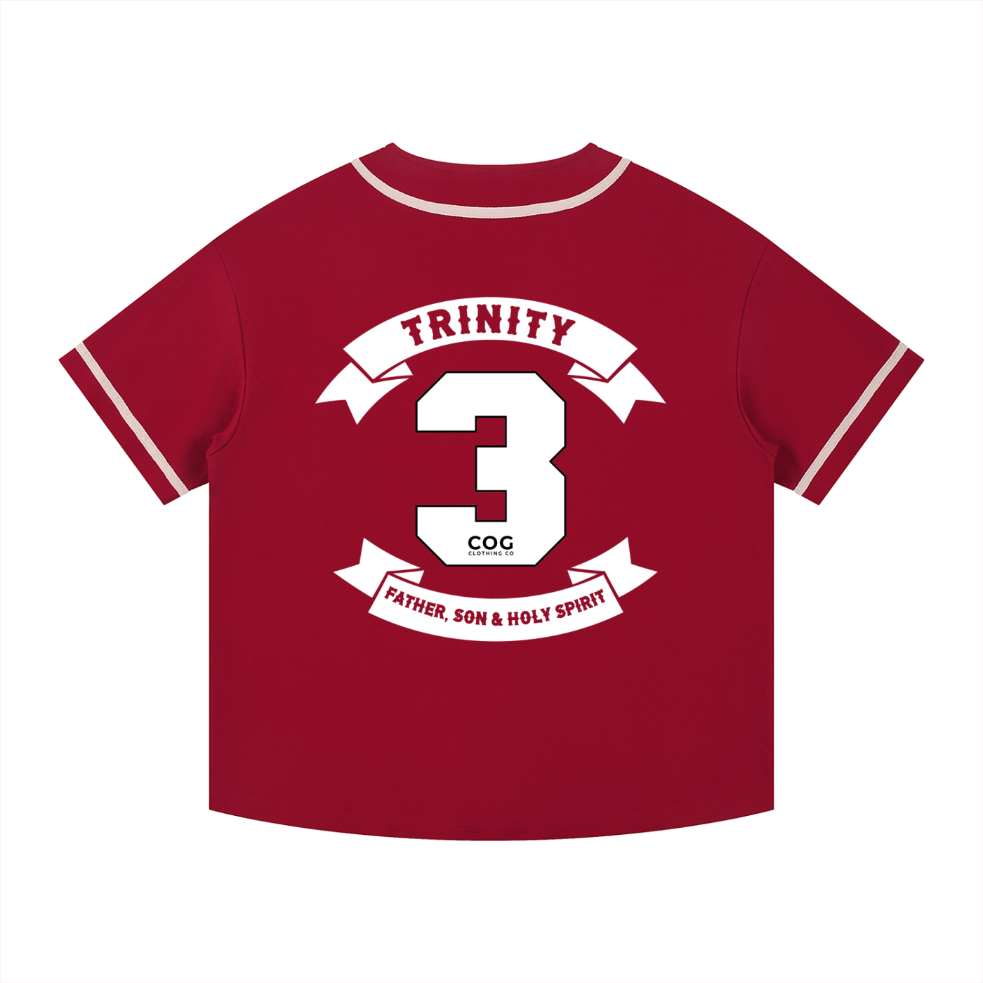 Trinity Trooper 500 Contrast Piped Button-Up Jersey (Red and White)
