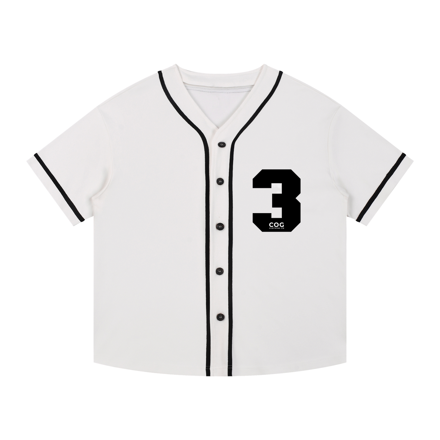 Trinity Trooper 500 Contrast Piped Button-Up Jersey (White and Black)