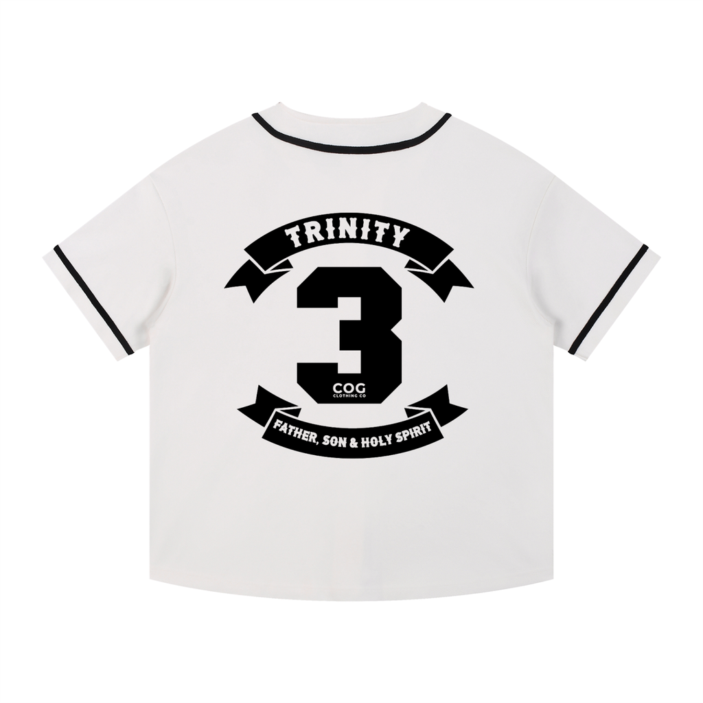 Trinity Trooper 500 Contrast Piped Button-Up Jersey (White and Black)