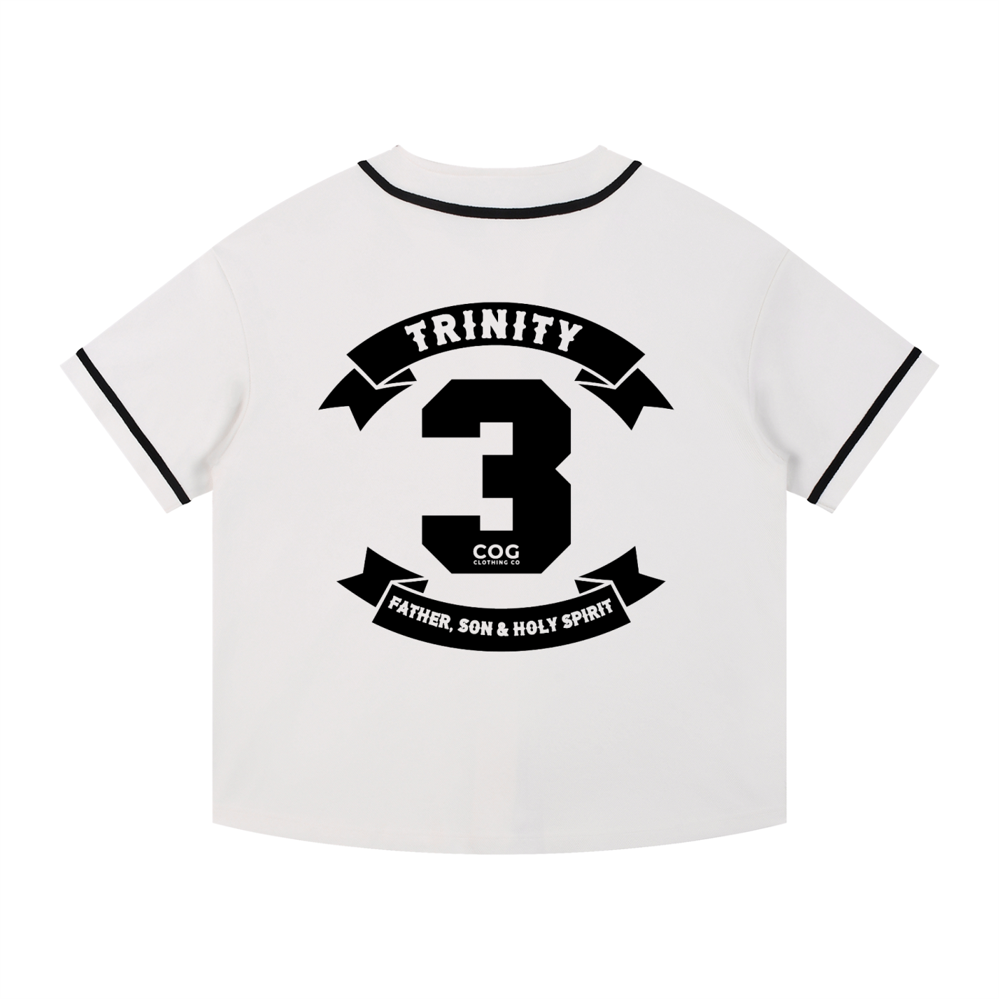 Trinity Trooper 500 Contrast Piped Button-Up Jersey (White and Black)