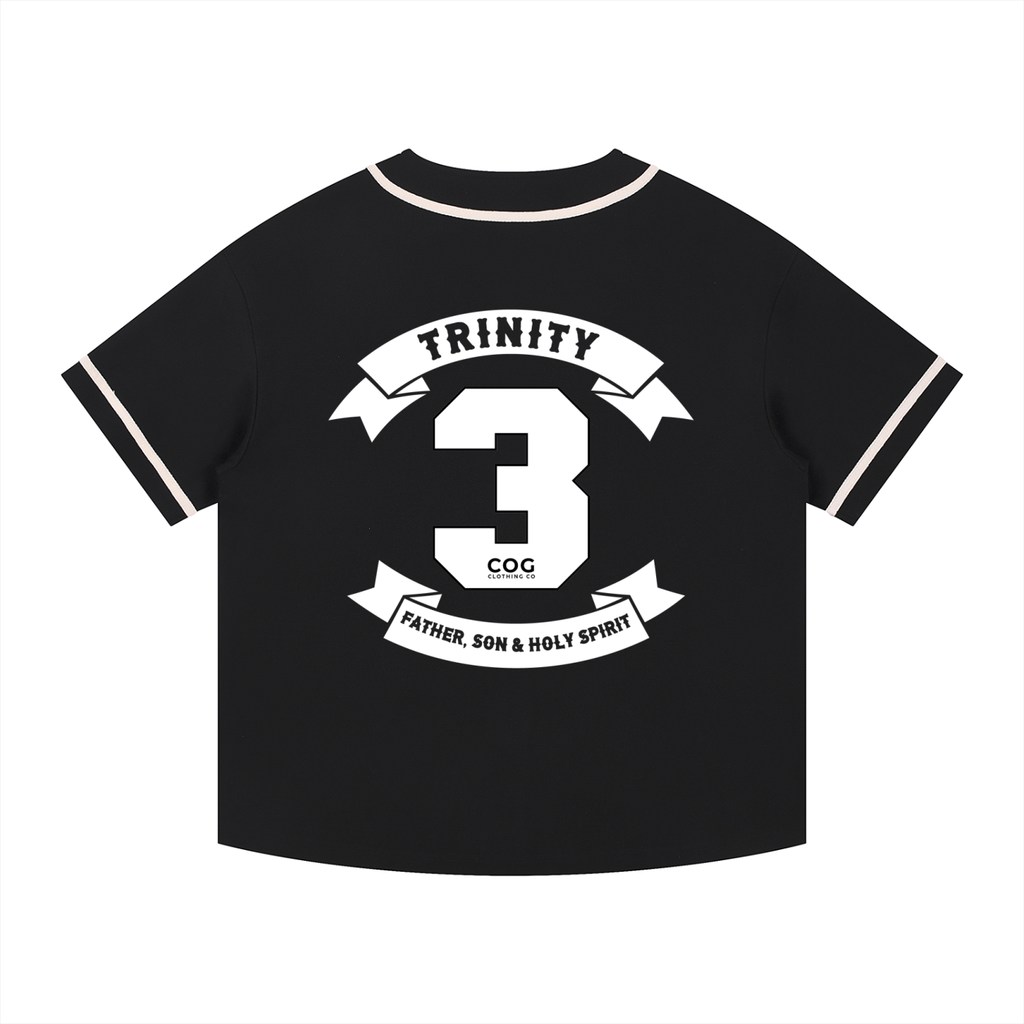 Trinity Trooper 500 Contrast Piped Button-Up Jersey (Black and White)