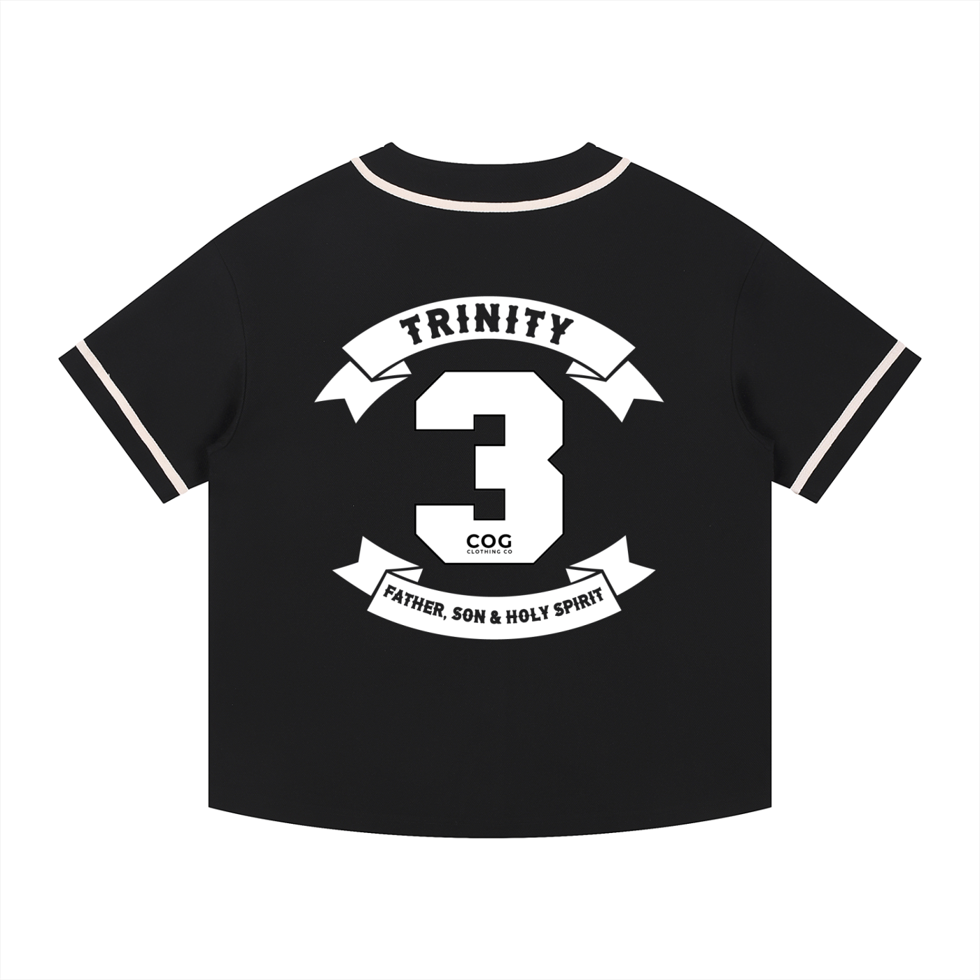 Trinity Trooper 500 Contrast Piped Button-Up Jersey (Black and White)