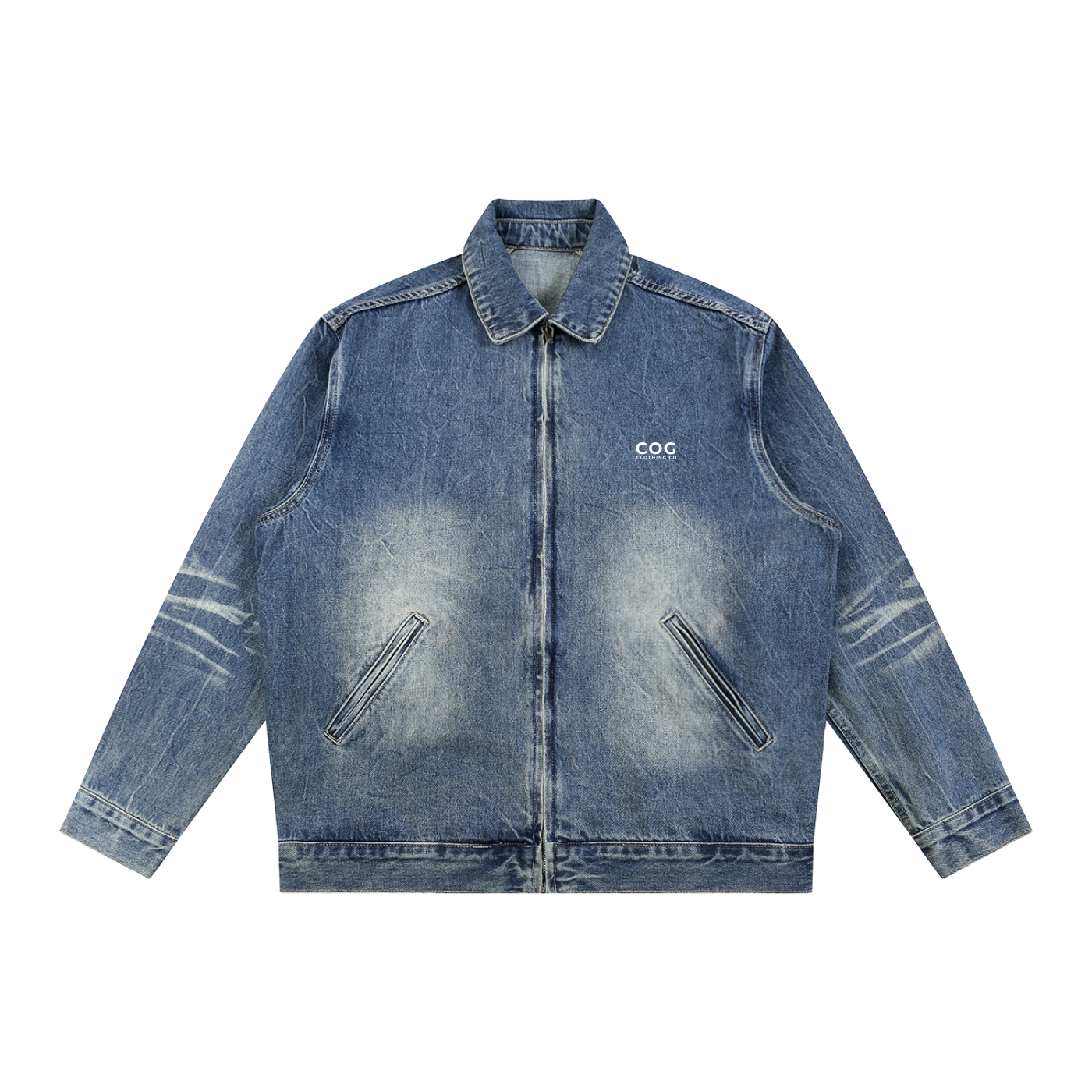 COG Vintage Wash Zip Up Denim Jacket