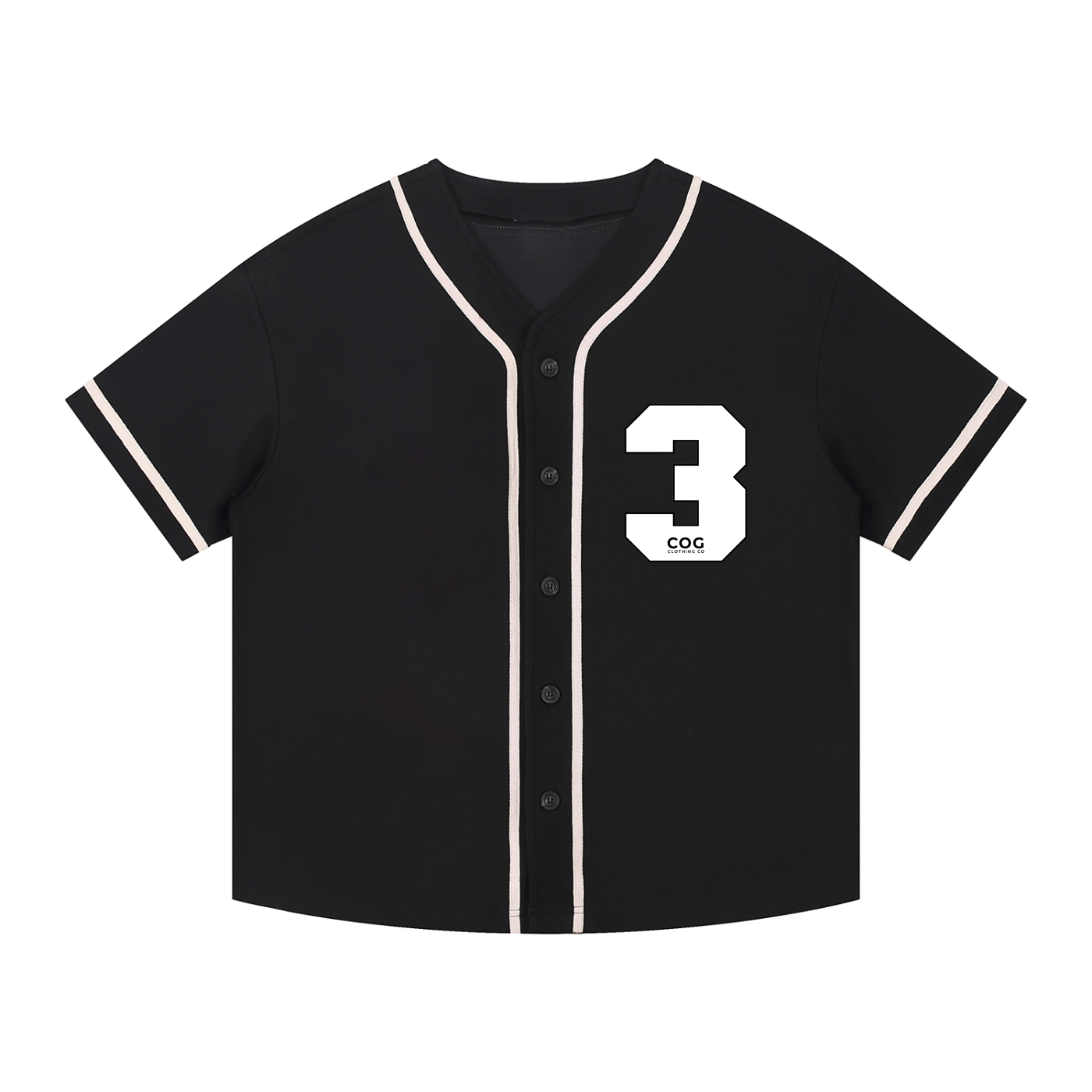Trinity Trooper 500 Contrast Piped Button-Up Jersey (Black and White)