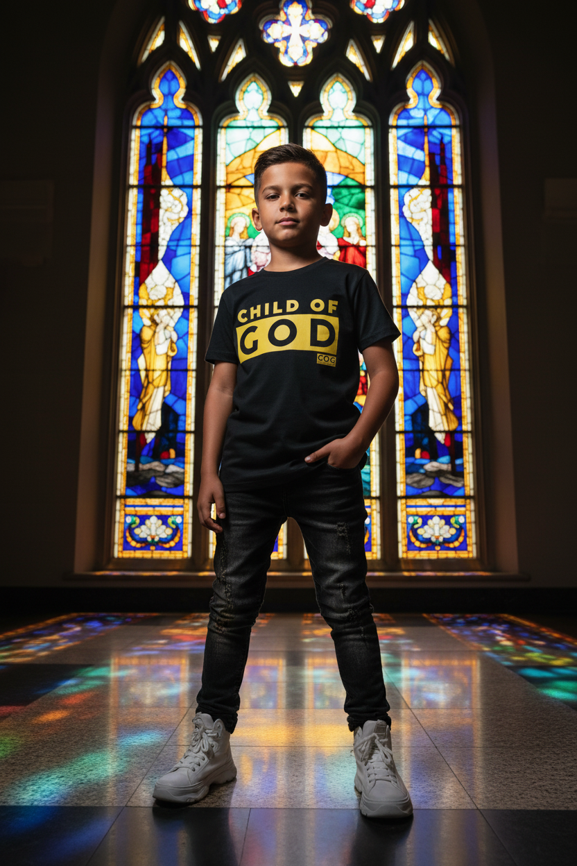 Black CHILD OF GOD Stained Glass