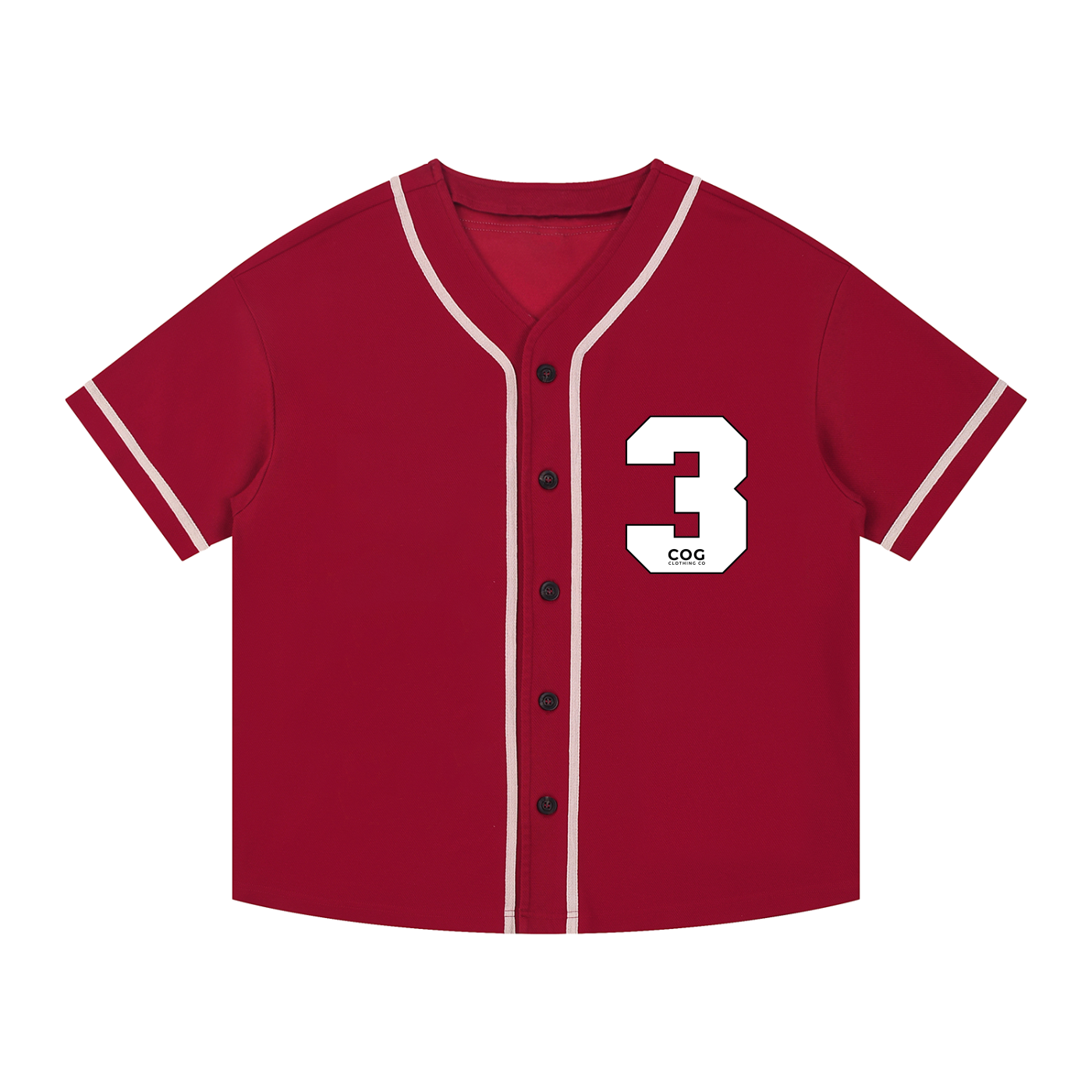Trinity Trooper 500 Contrast Piped Button-Up Jersey (Red and White)