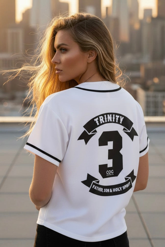 Trinity Trooper 500 Contrast Piped Button-Up Jersey (White and Black)