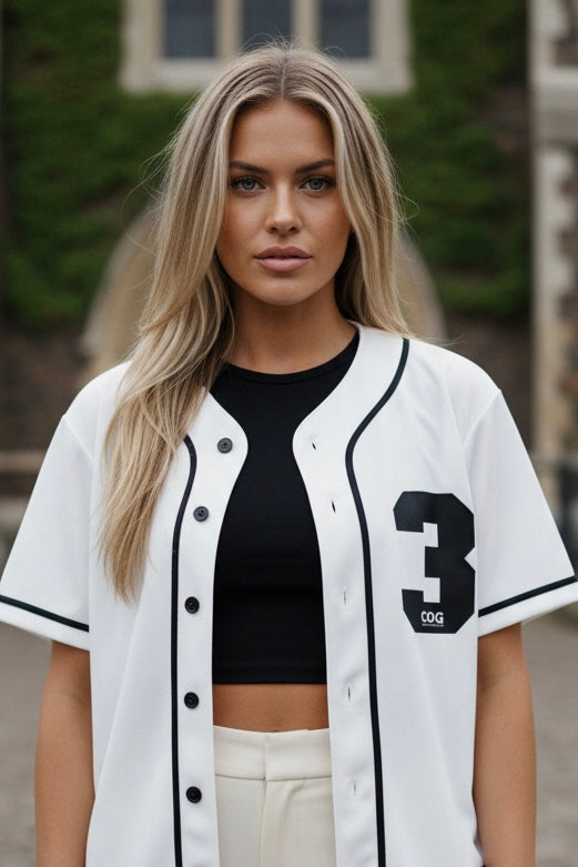 Trinity Trooper 500 Contrast Piped Button-Up Jersey (White and Black)