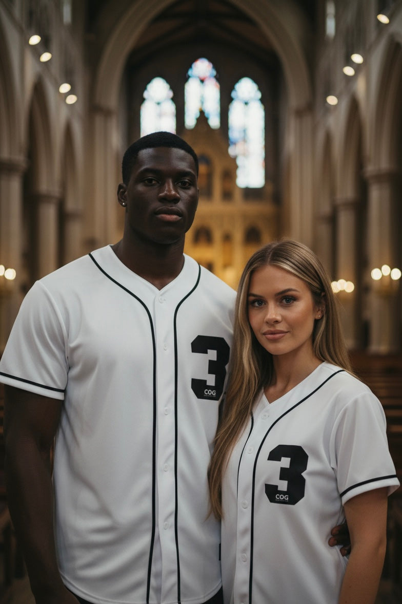 Trinity Trooper 500 Contrast Piped Button-Up Jersey (White and Black)