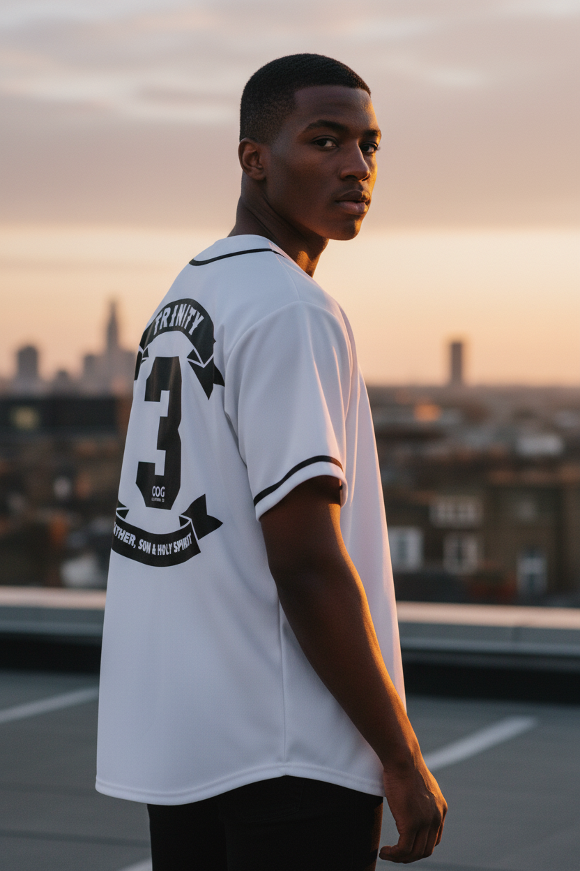 Trinity Trooper 500 Contrast Piped Button-Up Jersey (White and Black)