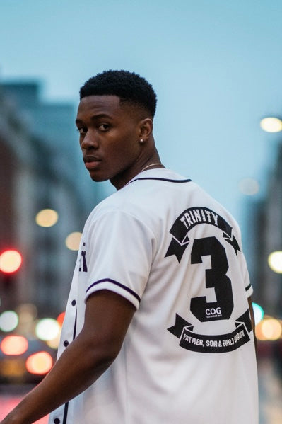 Trinity Trooper 500 Contrast Piped Button-Up Jersey (White and Black)