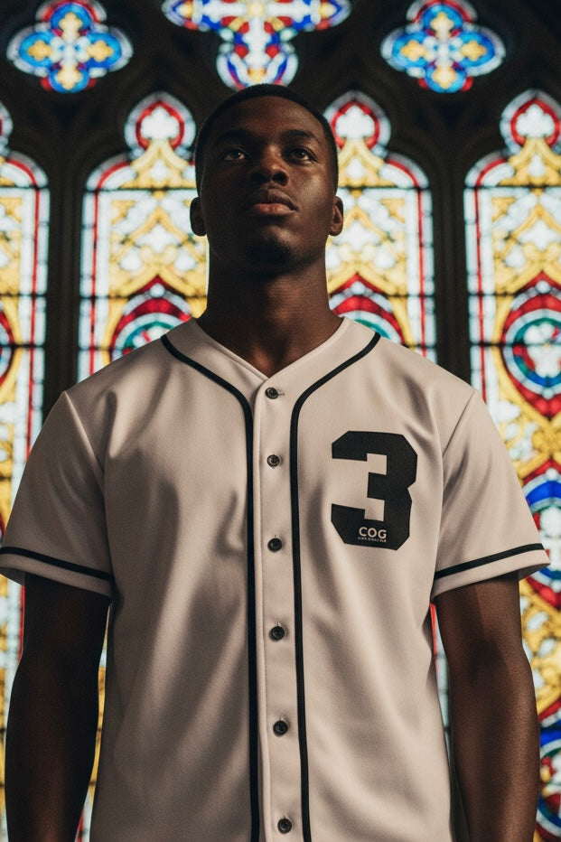 Trinity Trooper 500 Contrast Piped Button-Up Jersey (White and Black)